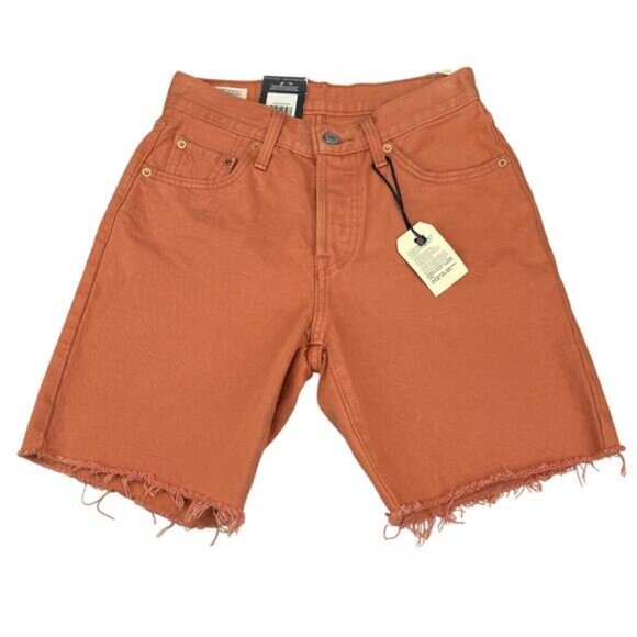 NWT LEVI'S 501 90's Women's Denim Shorts Size 24 Orange Garment Dye - Picture 3 of 7